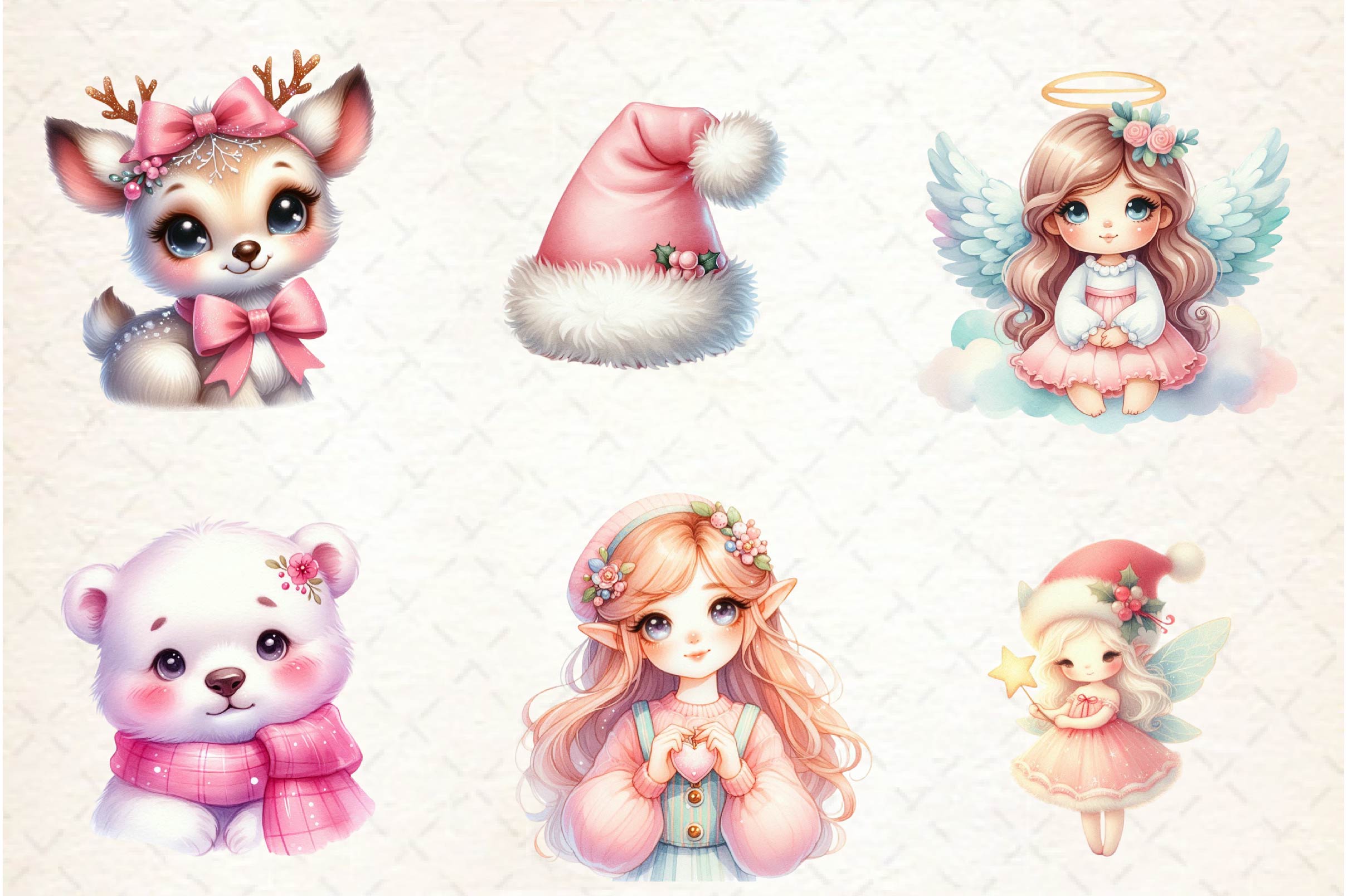 Soft Girl Christmas Clipart Bundle - CraftNest - Digital Crafting and Art