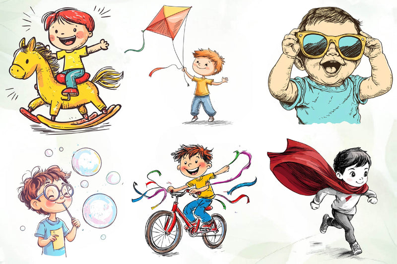 Hand Drawn Children Clipart Bundle 1 - CraftNest - Digital Crafting and Art