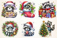 Christmas Raccoon Clipart Bundle - CraftNest - Digital Crafting and Art