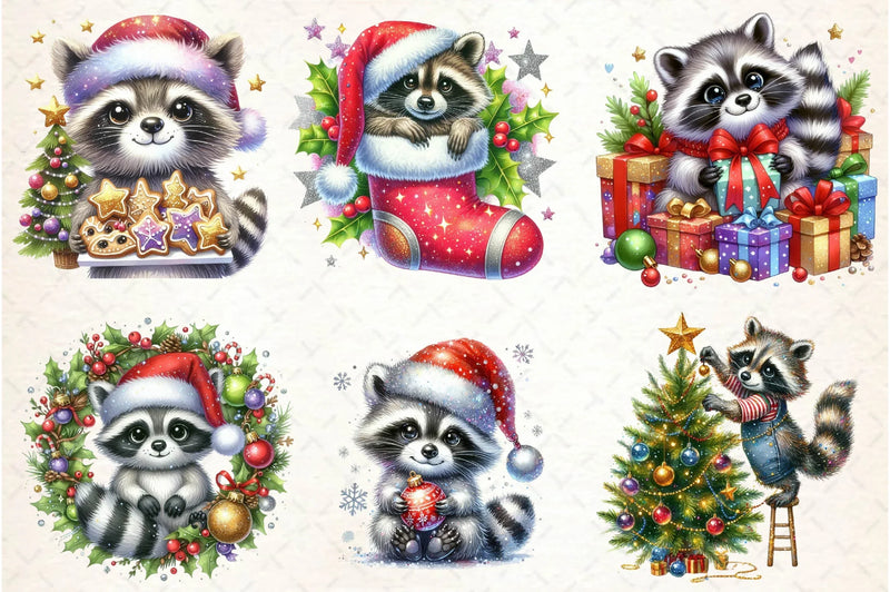 Christmas Raccoon Clipart Bundle - CraftNest - Digital Crafting and Art