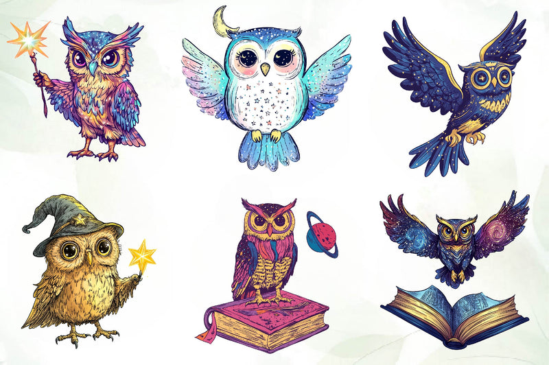 Cute Celestial Owl Clipart Bundle - CraftNest - Digital Crafting and Art