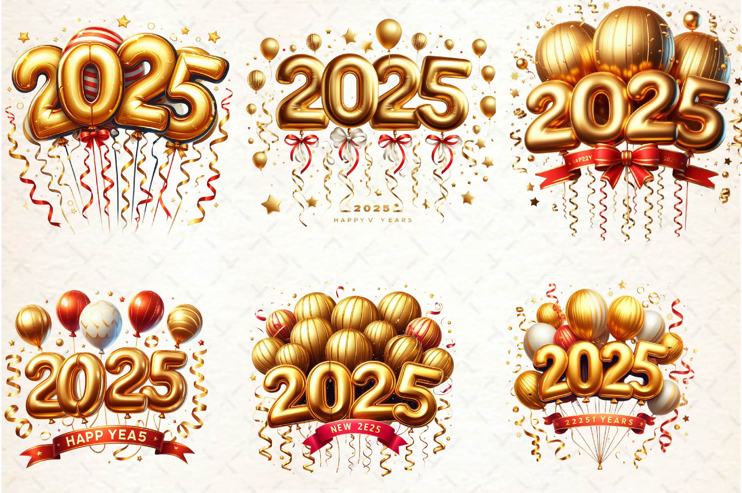 New Year Number 2025 Balloon Clipart Bundle - CraftNest - Digital Crafting and Art