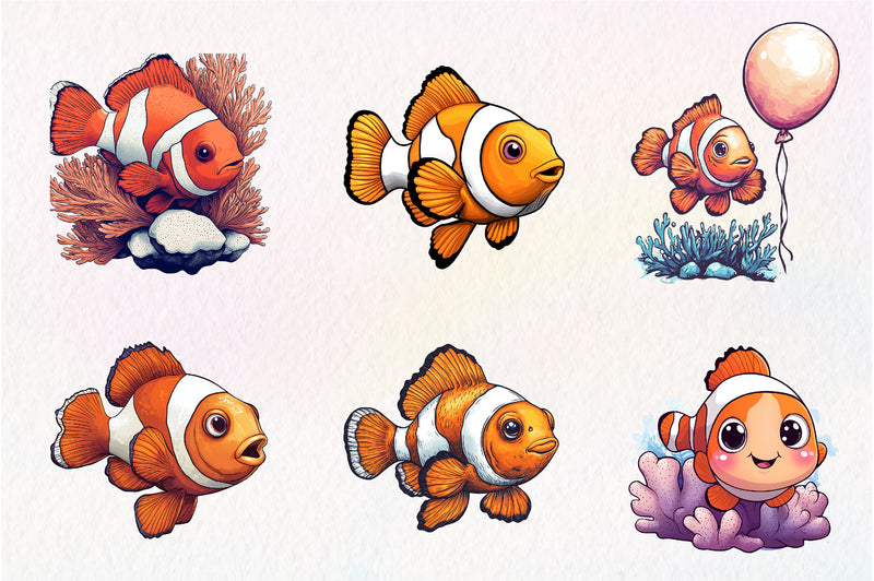 Cute Clownfish Clipart Bundle - CraftNest - Digital Crafting and Art