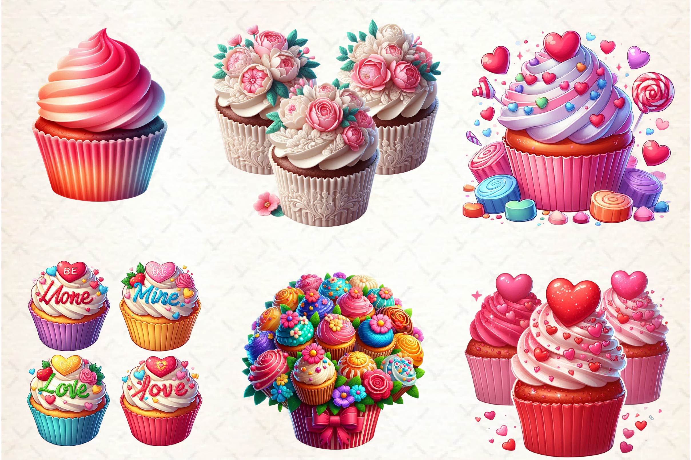 Valentine Sweet Cupcake Clipart Bundle - CraftNest - Digital Crafting and Art