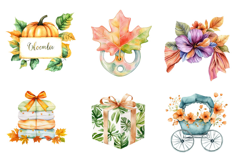 Autumn Baby Shower Clipart Bundle - CraftNest - Digital Crafting and Art