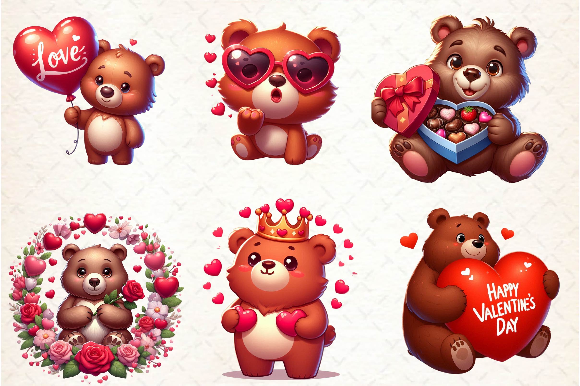 Valentine's Day Love Bear Clipart Bundle - CraftNest - Digital Crafting and Art