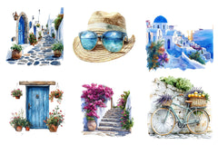 Summer Santorini Vacation Clipart Bundle - CraftNest - Digital Crafting and Art