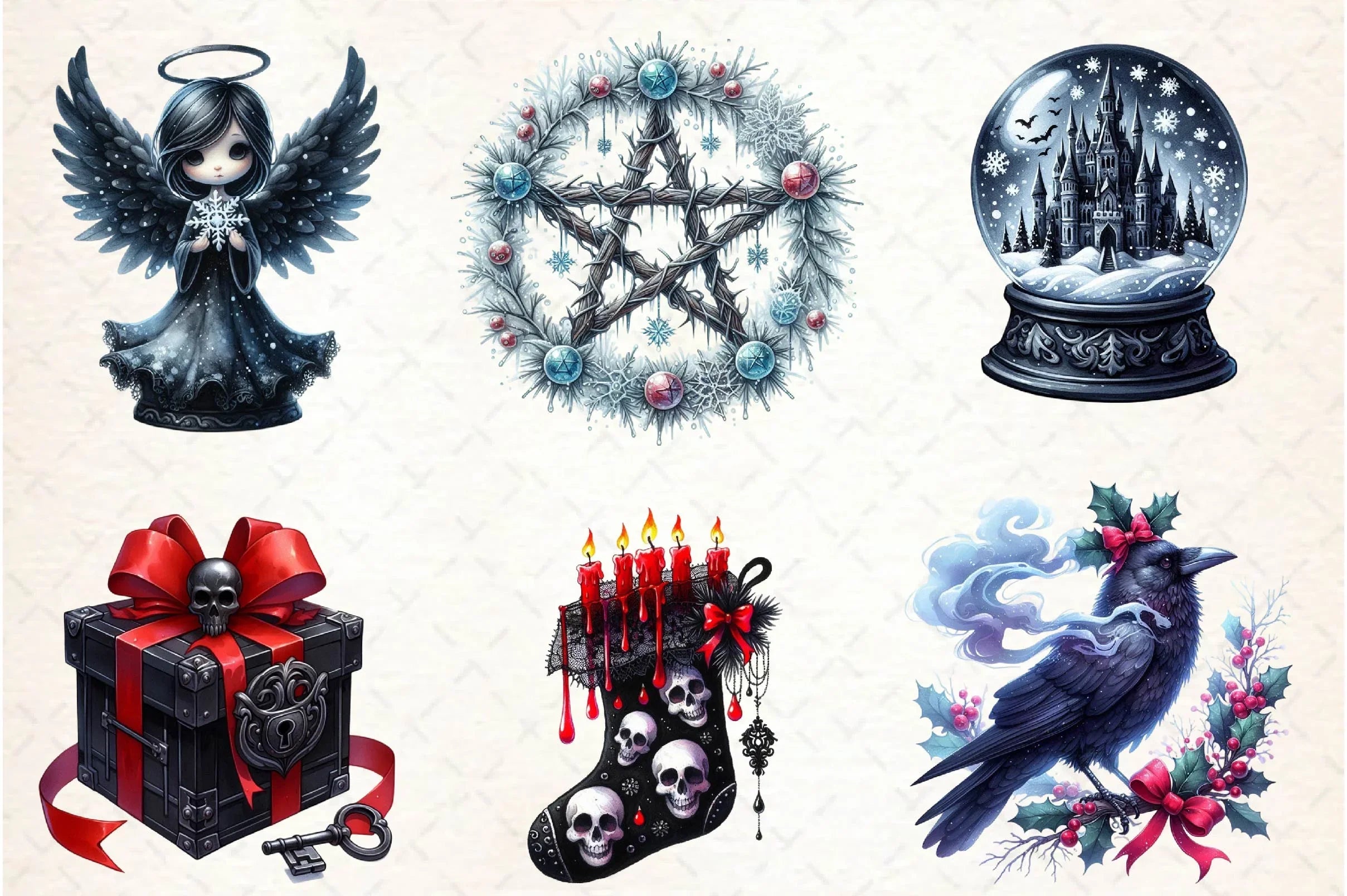 Mystical Gothic Christmas Clipart Bundle - CraftNest - Digital Crafting and Art