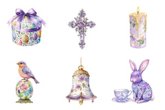 Purple Chinoiserie Easter Clipart Bundle - CraftNest - Digital Crafting and Art