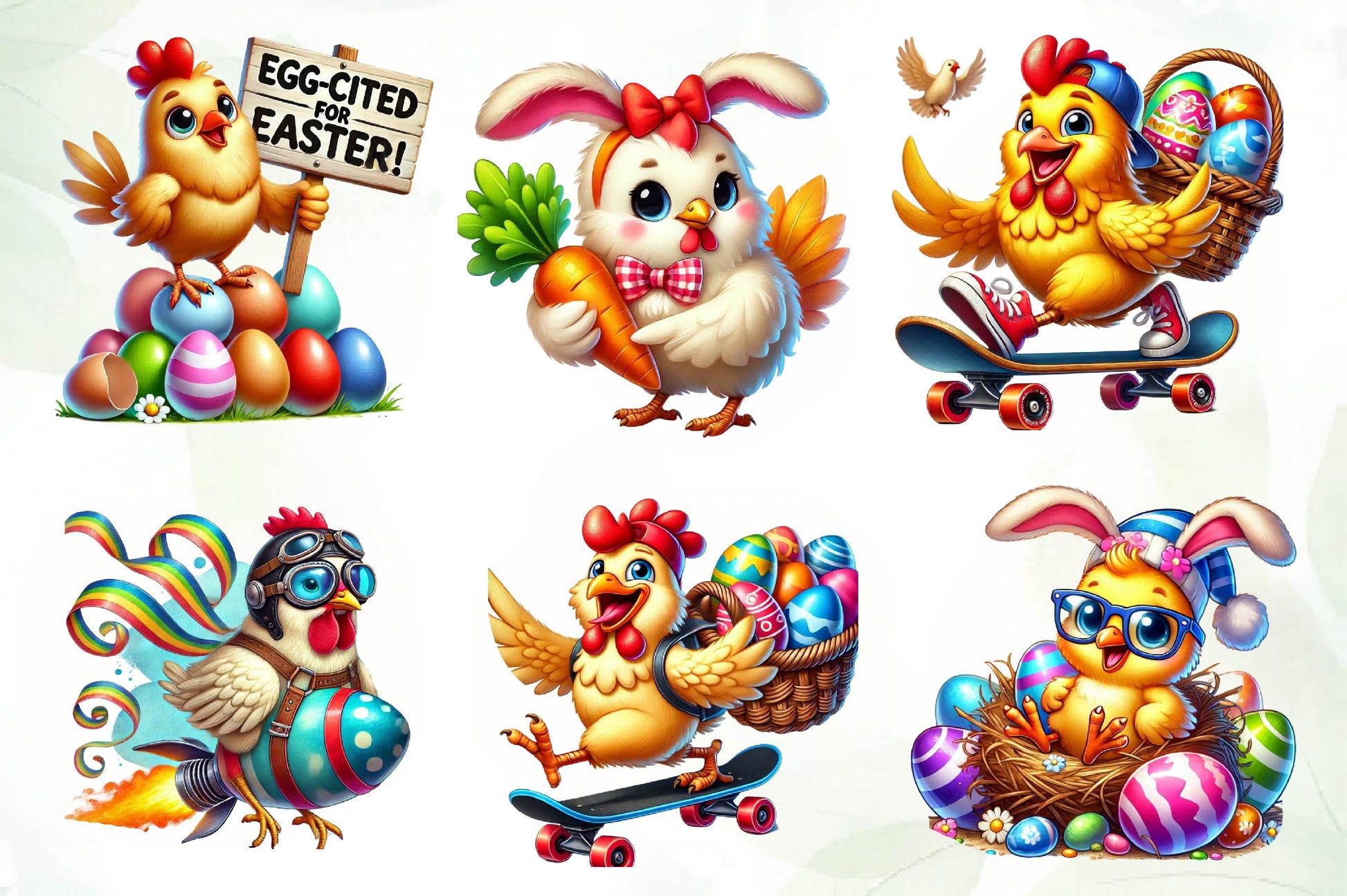 Funny Easter Chicken Clipart Bundle - CraftNest - Digital Crafting and Art