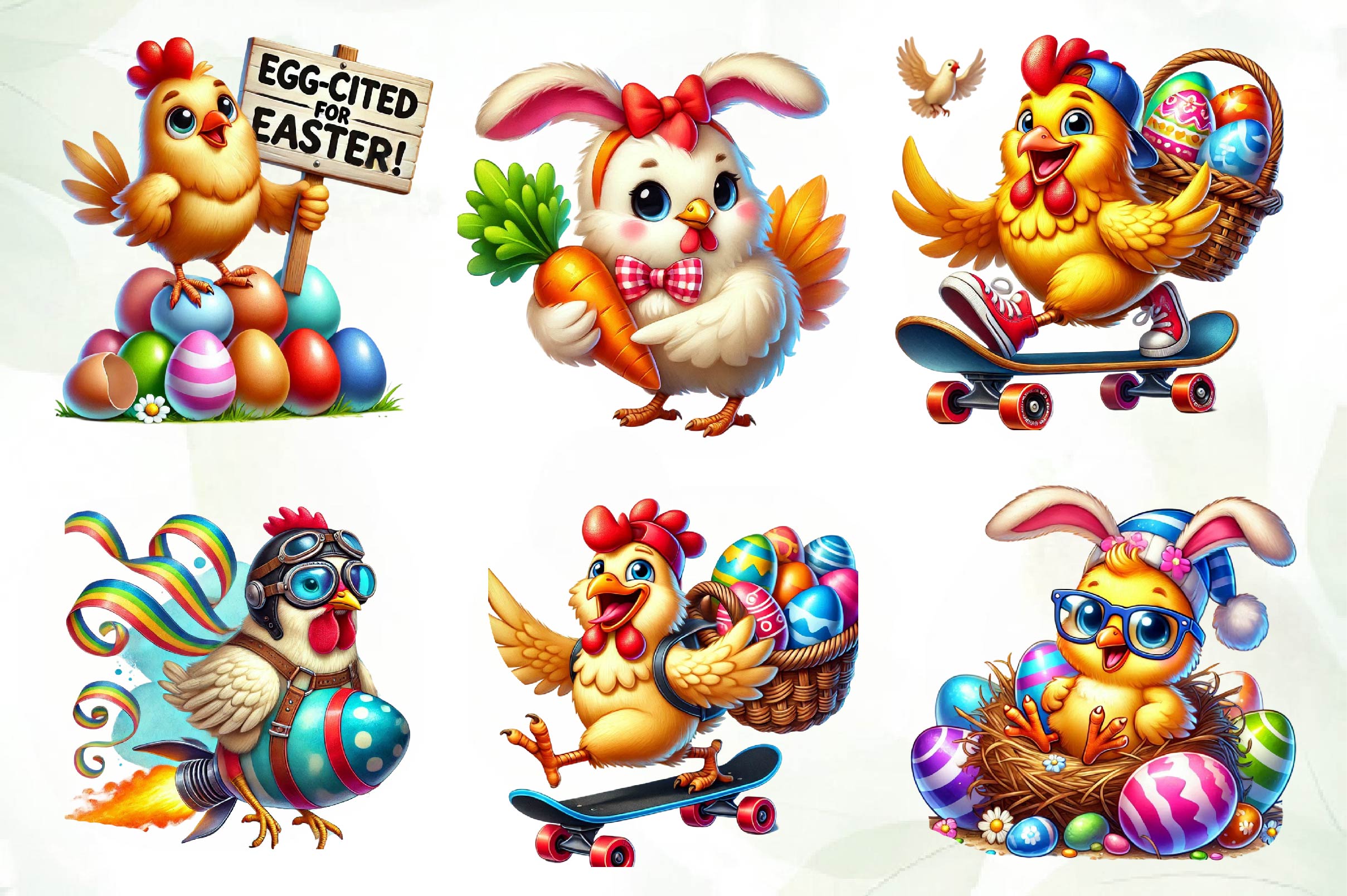 Funny Easter Chicken Clipart Bundle - CraftNest - Digital Crafting and Art
