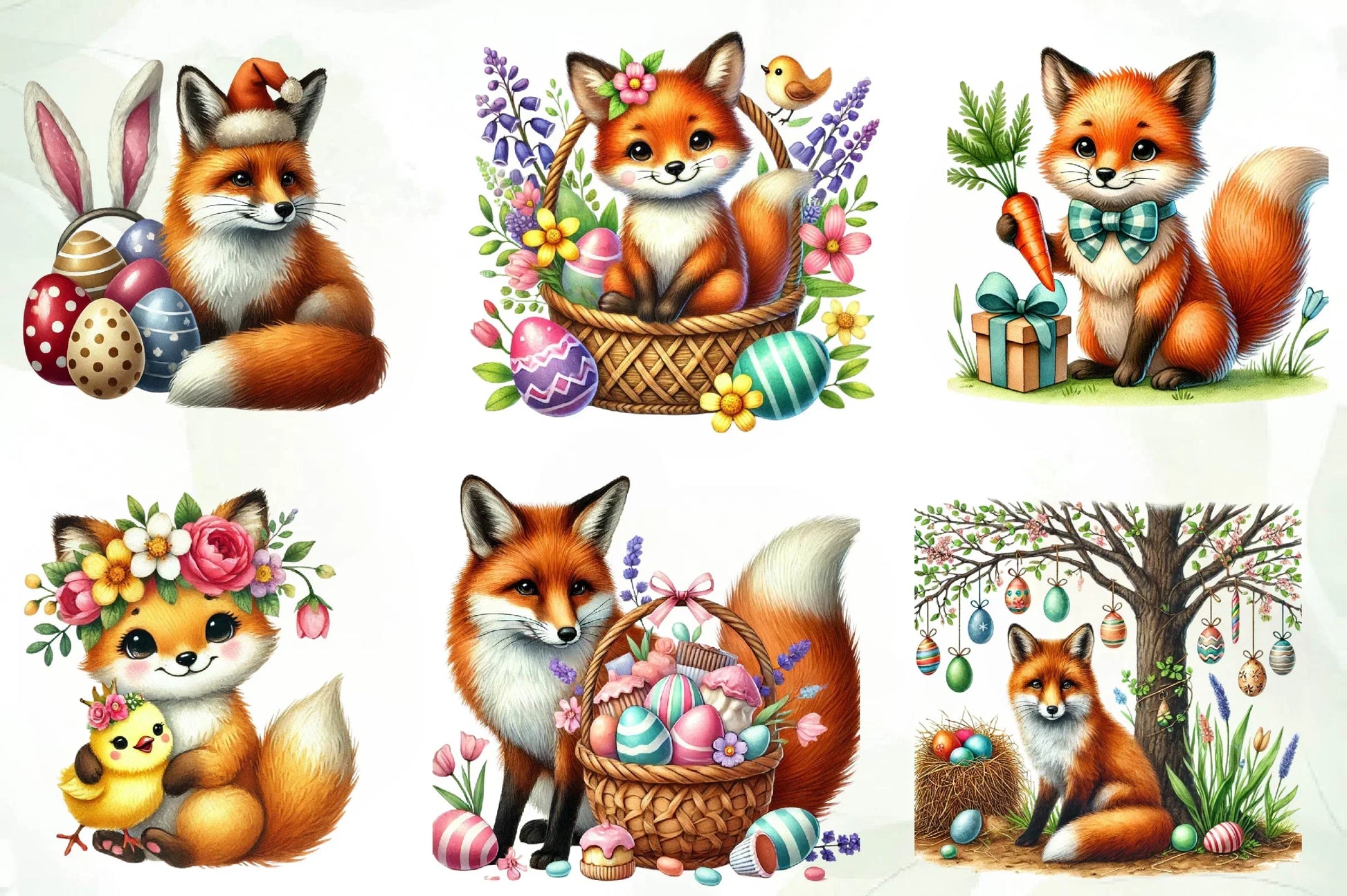 Easter Fox Clipart Bundle - CraftNest - Digital Crafting and Art