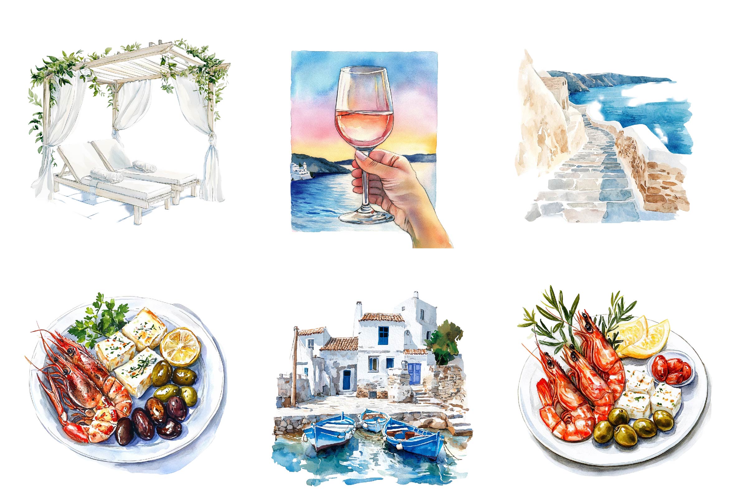 Summer Santorini Vacation Clipart Bundle 1 - CraftNest - Digital Crafting and Art