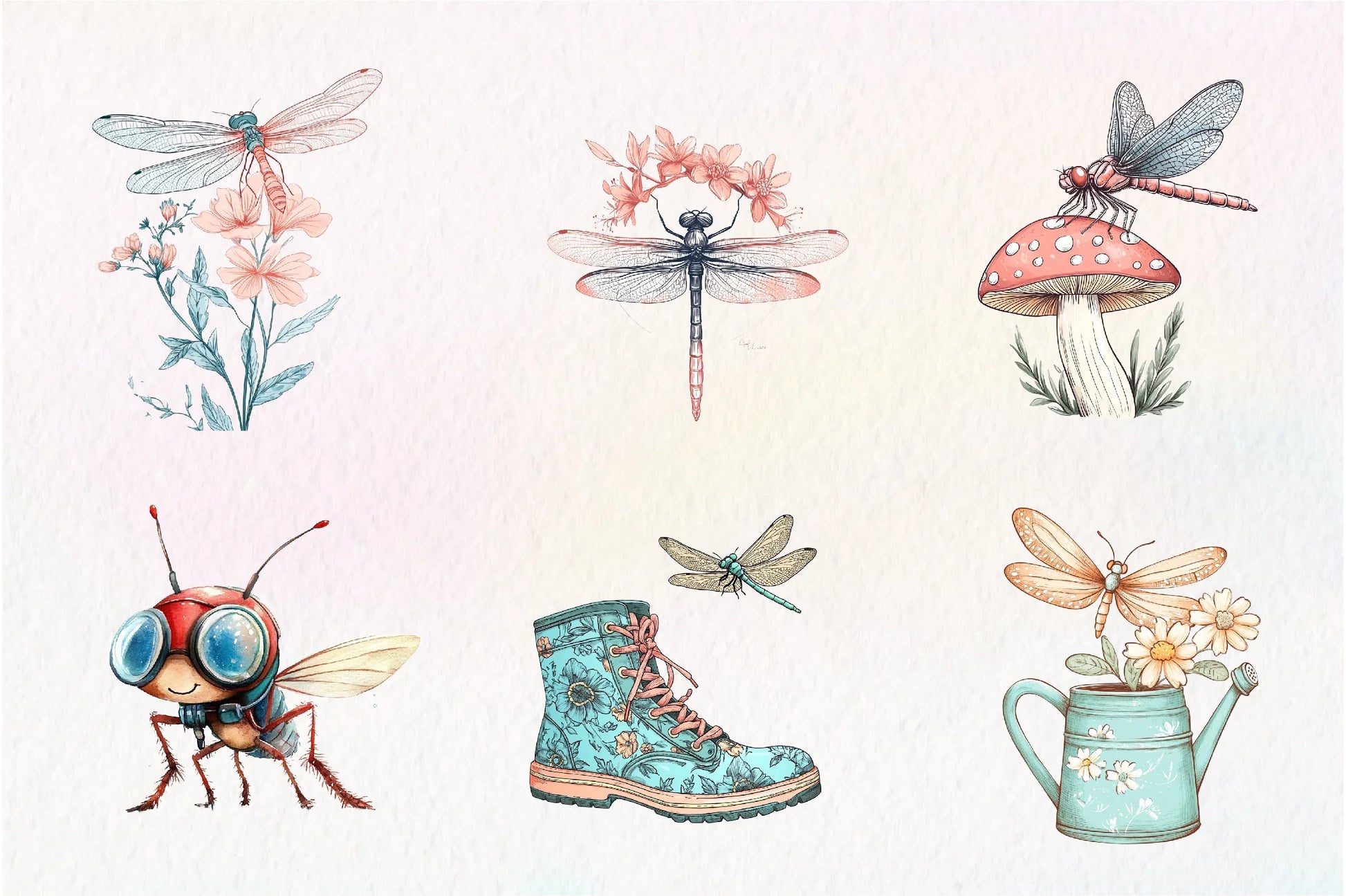 Summer Dragonfly Garden Clipart Bundle - CraftNest - Digital Crafting and Art