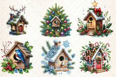 Christmas Bird House Clipart Bundle 1 - CraftNest - Digital Crafting and Art