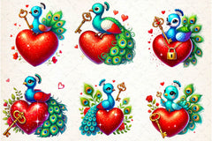 Valentines Peacock Clipart Bundle - CraftNest - Digital Crafting and Art