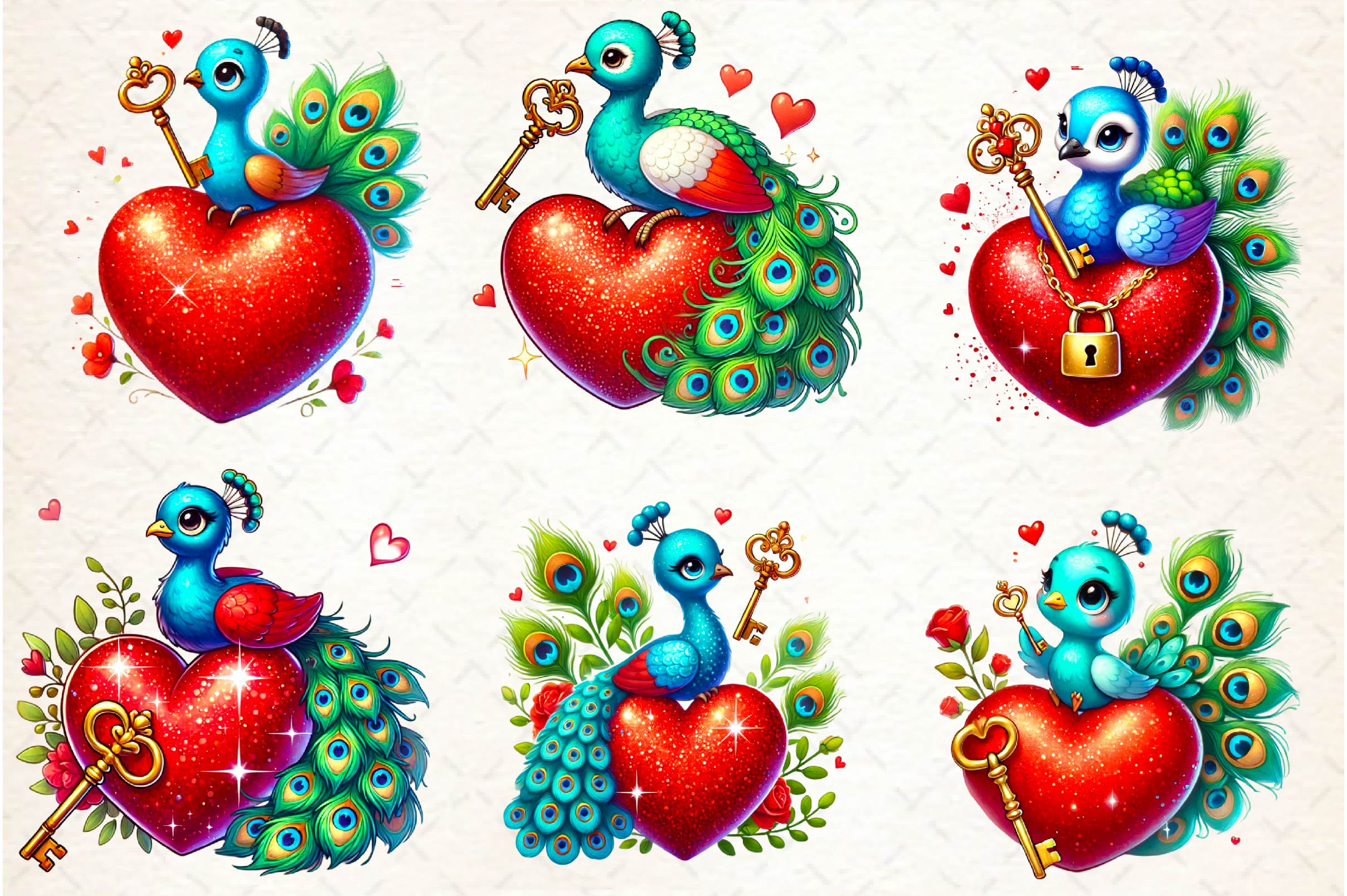 Valentines Peacock Clipart Bundle - CraftNest - Digital Crafting and Art