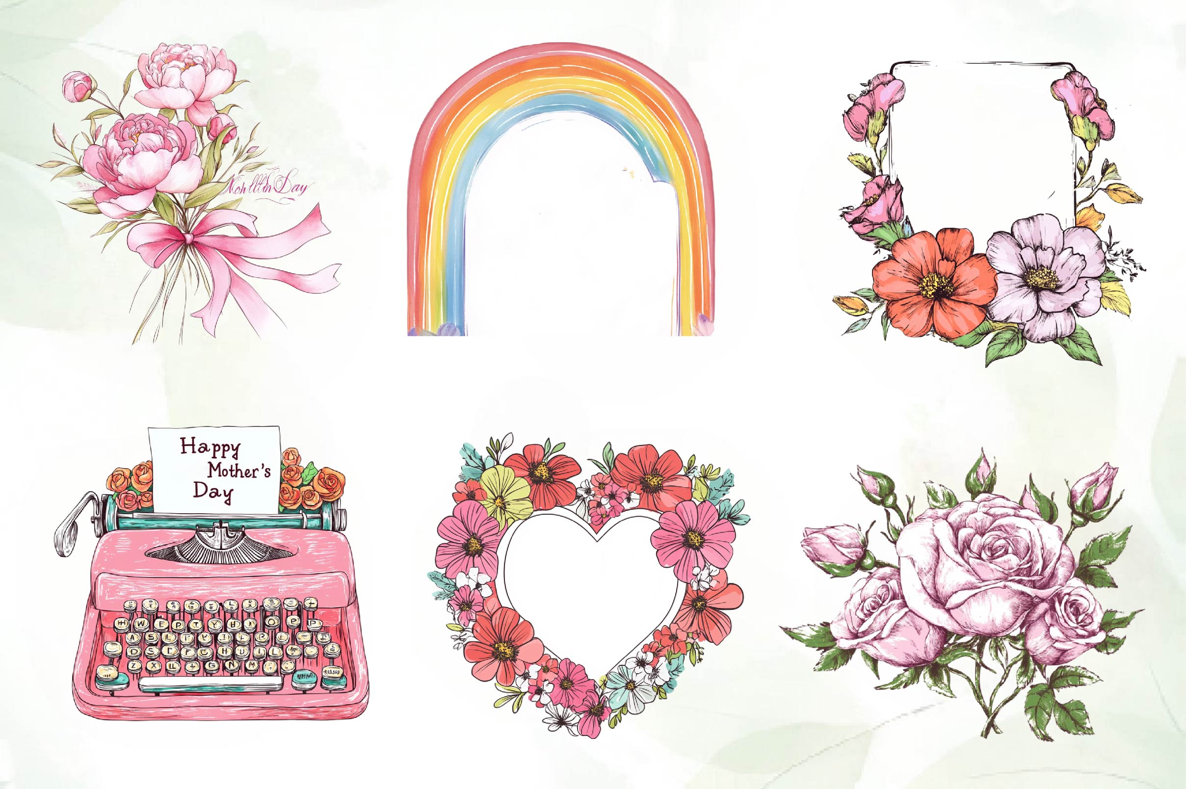 Delicate Mothers Day Card Clipart Bundle - CraftNest - Digital Crafting and Art