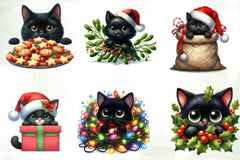 Peeking Christmas Black Cat Clipart Bundle - CraftNest - Digital Crafting and Art