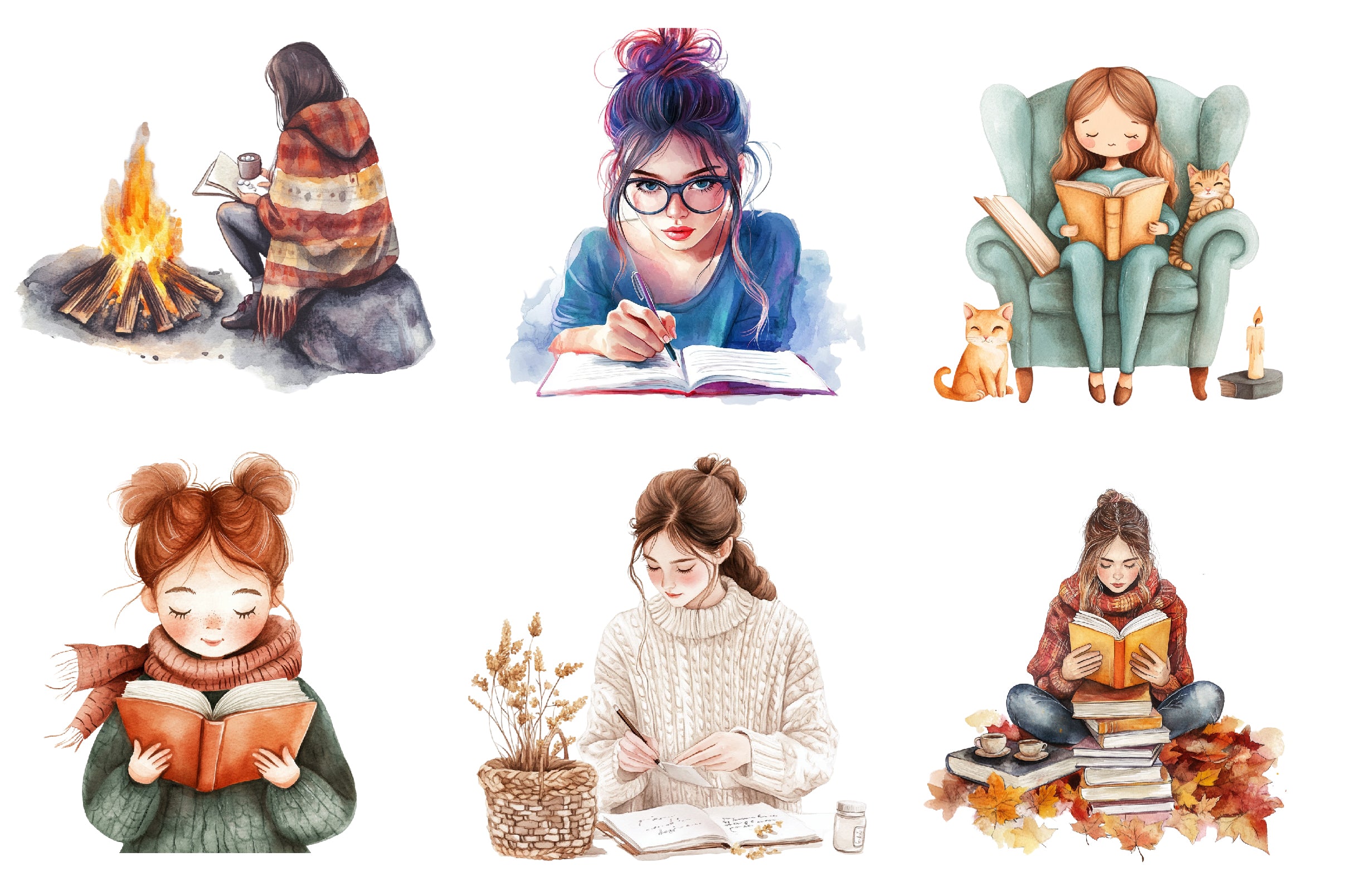 Autumn Journaling Girl Clipart Bundle - CraftNest - Digital Crafting and Art