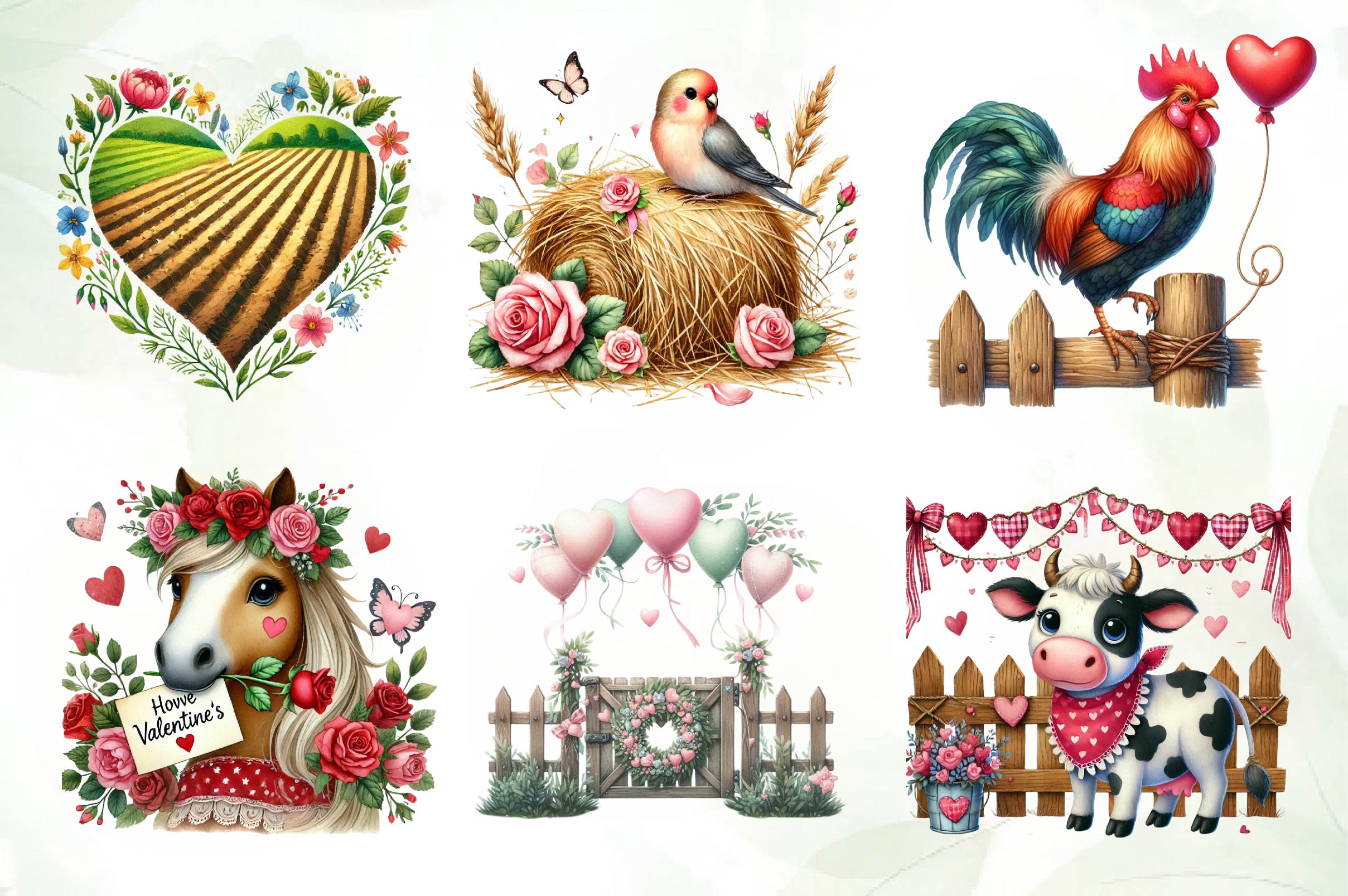 Valentine Farm Clipart Bundle 1 - CraftNest - Digital Crafting and Art