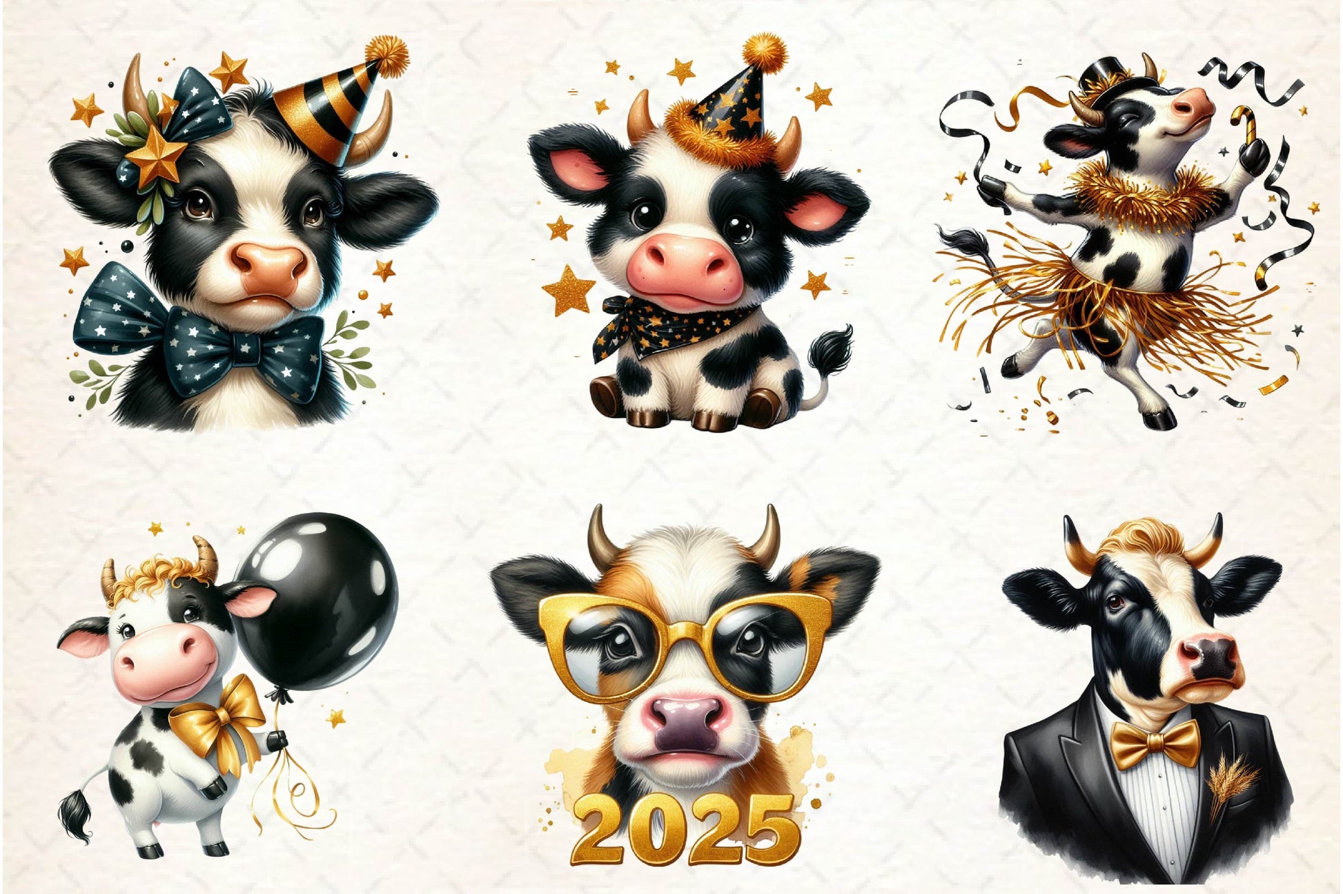 New Year Cow Clipart Bundle - CraftNest - Digital Crafting and Art