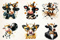 New Year Cow Clipart Bundle - CraftNest - Digital Crafting and Art