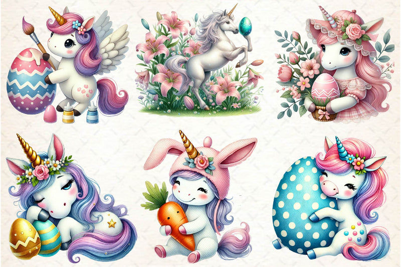 Cute Easter Unicorn Clipart Bundle - CraftNest - Digital Crafting and Art