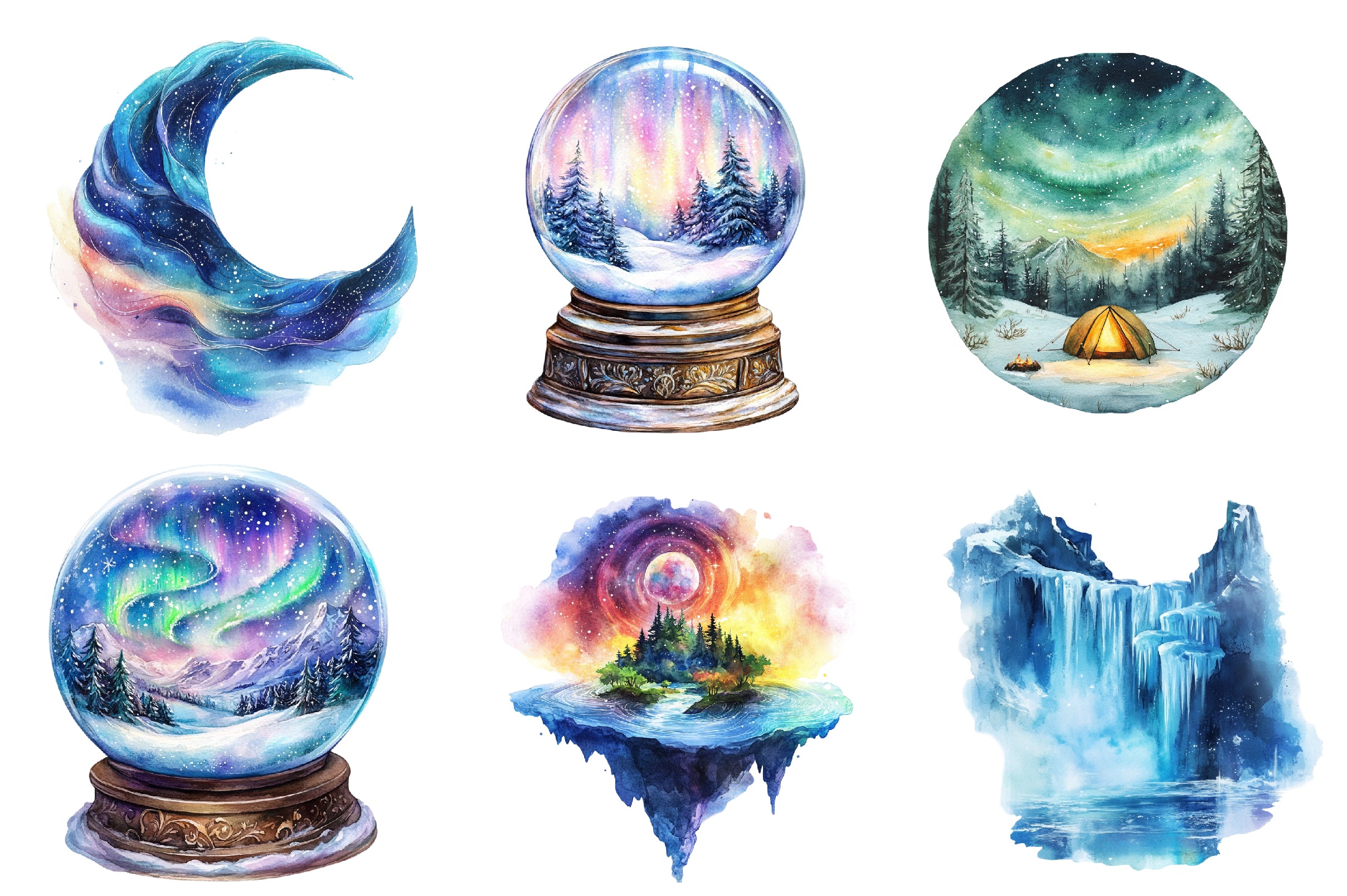 Enchanted Northern Lights Clipart Bundle - CraftNest - Digital Crafting and Art