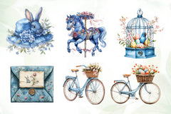 Blue Parisian Easter Clipart Bundle - CraftNest - Digital Crafting and Art