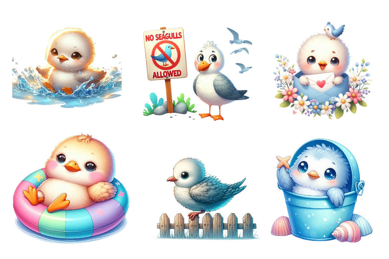 Summer Seagulls Clipart Bundle 1 - CraftNest - Digital Crafting and Art