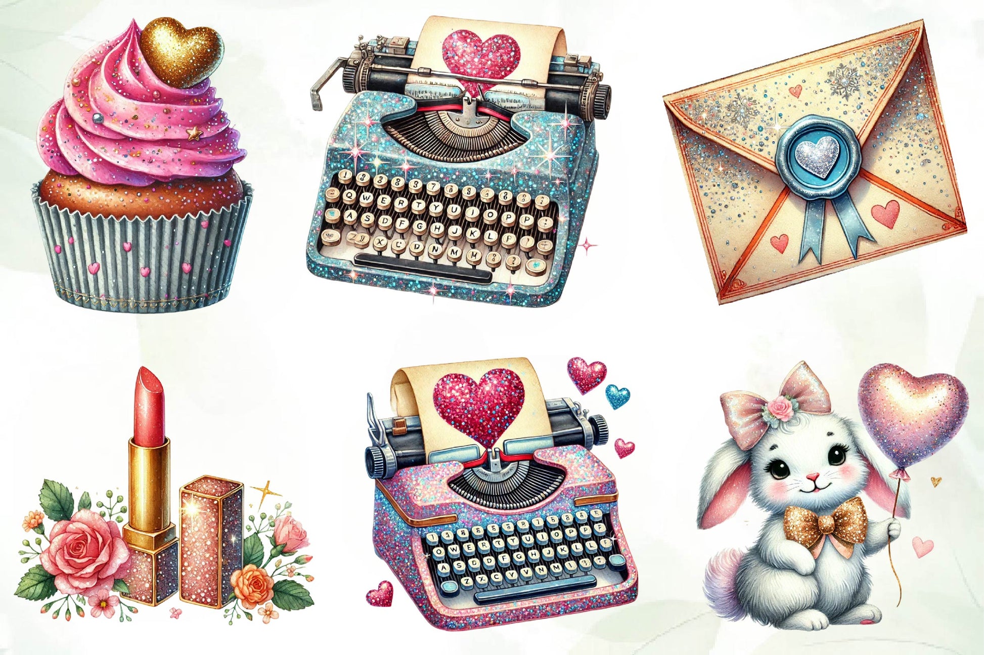 Glitter Coquette Valentines Clipart Bundle - CraftNest - Digital Crafting and Art