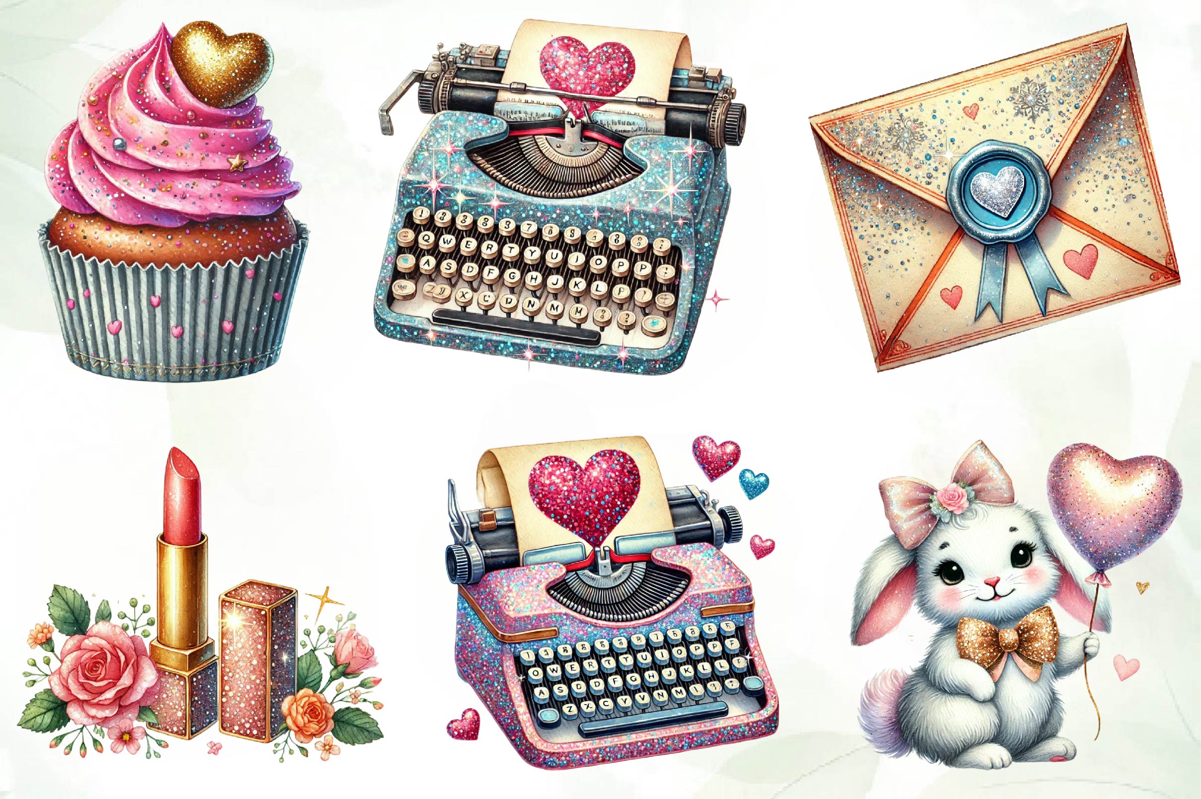 Glitter Coquette Valentines Clipart Bundle - CraftNest - Digital Crafting and Art