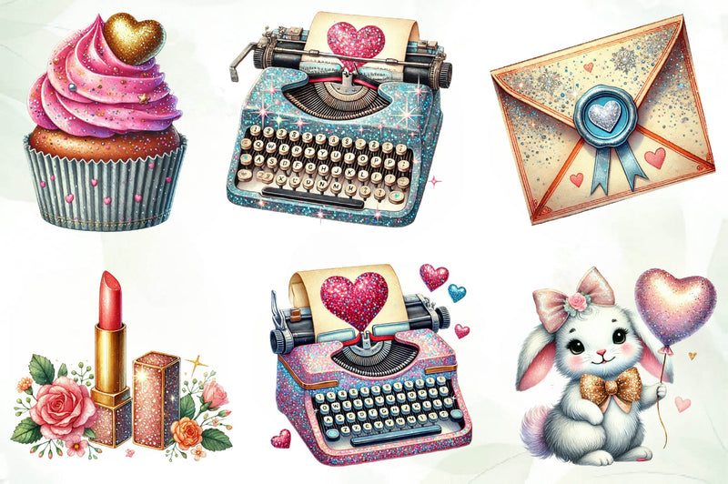 Glitter Coquette Valentines Clipart Bundle - CraftNest - Digital Crafting and Art