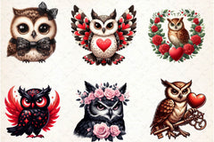 Valentine Gothic Owls Clipart Bundle - CraftNest - Digital Crafting and Art