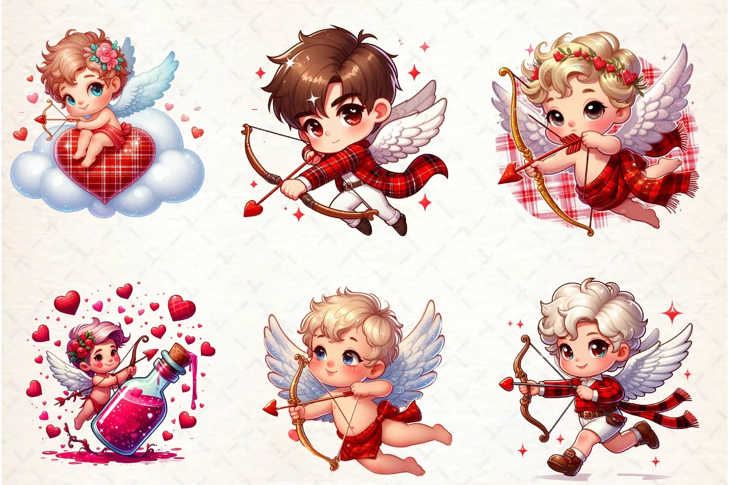 Red Valentine Cupid Clipart Bundle - CraftNest - Digital Crafting and Art