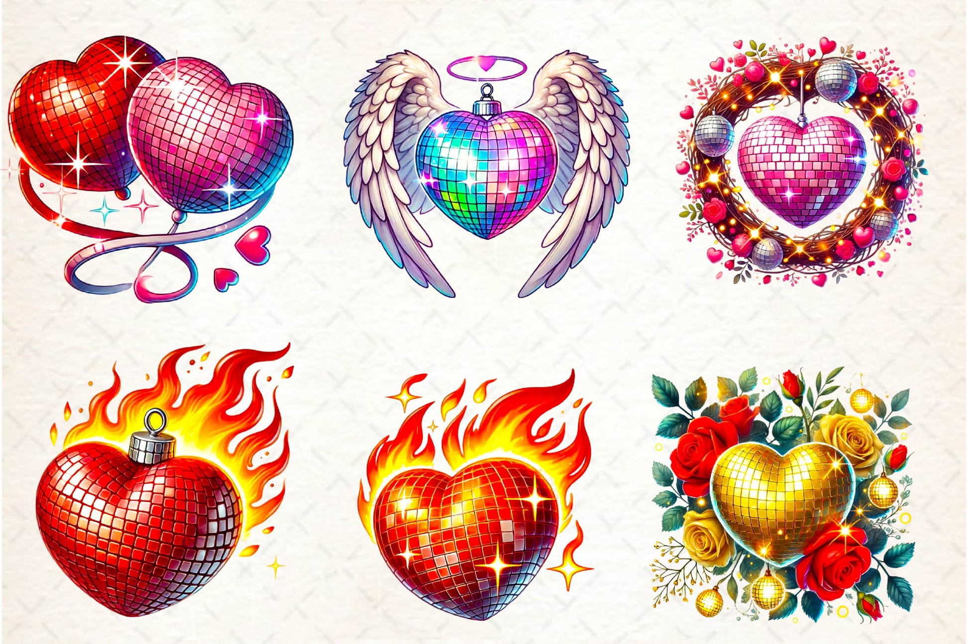 Valentines Day Disco Heart Clipart Bundle - CraftNest - Digital Crafting and Art