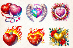 Valentines Day Disco Heart Clipart Bundle - CraftNest - Digital Crafting and Art