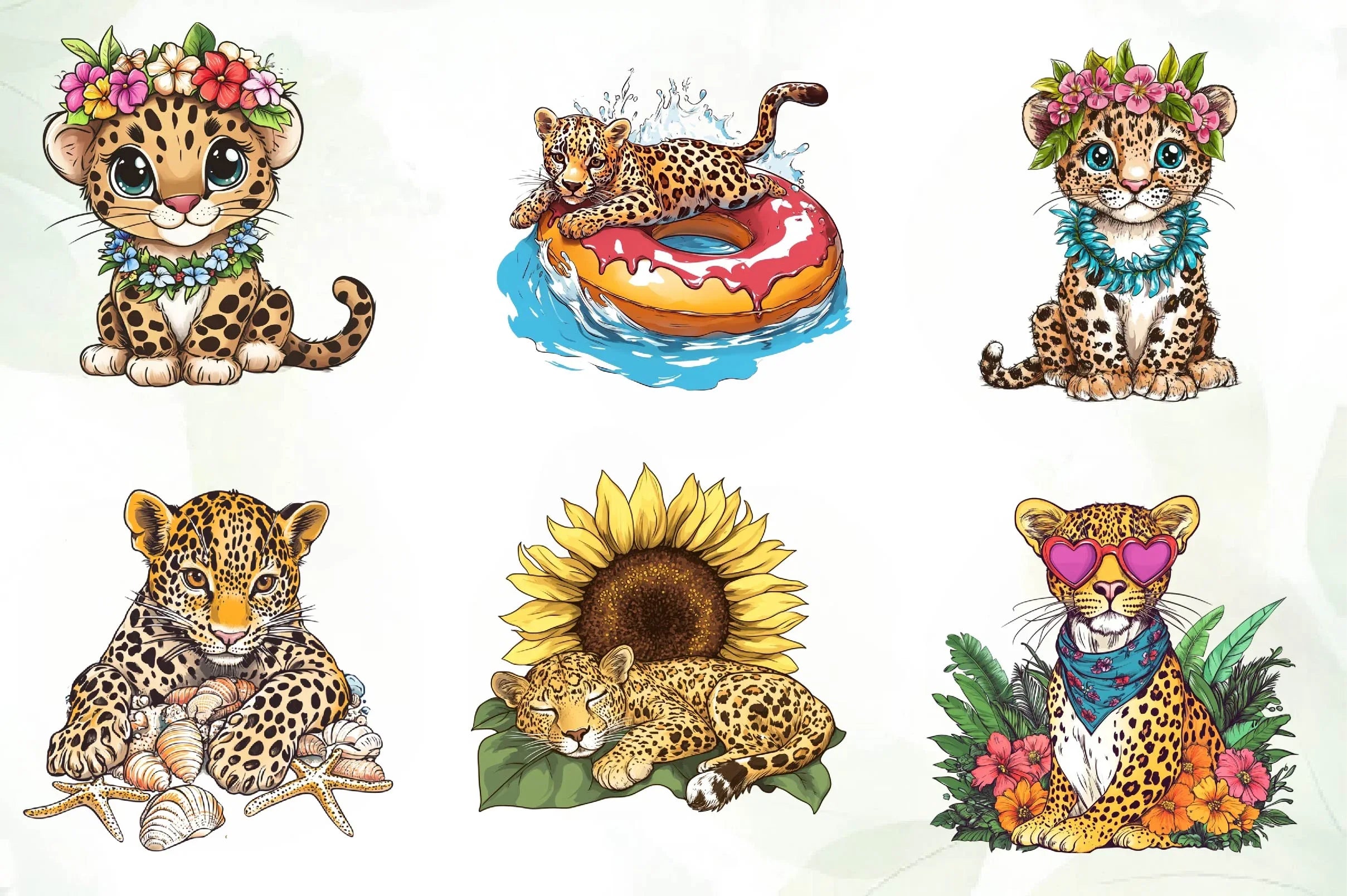 Summer Cute Leopard Clipart Bundle - CraftNest - Digital Crafting and Art