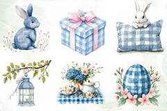 Blue & Pink Gingham Spring Clipart Bundle - CraftNest - Digital Crafting and Art