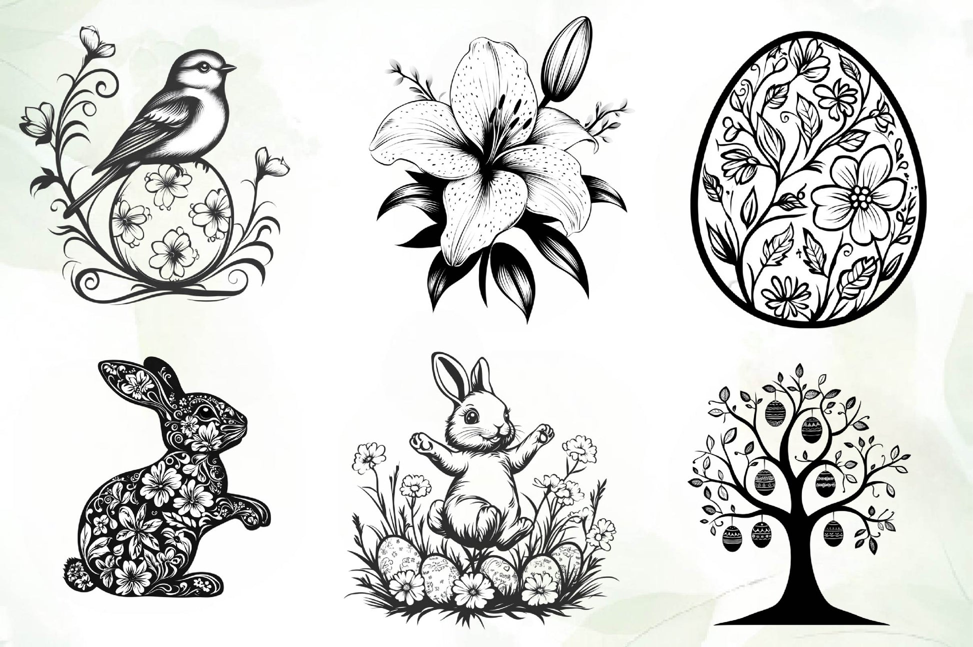 Black And White Easter Day Clipart Bundle - CraftNest - Digital Crafting and Art
