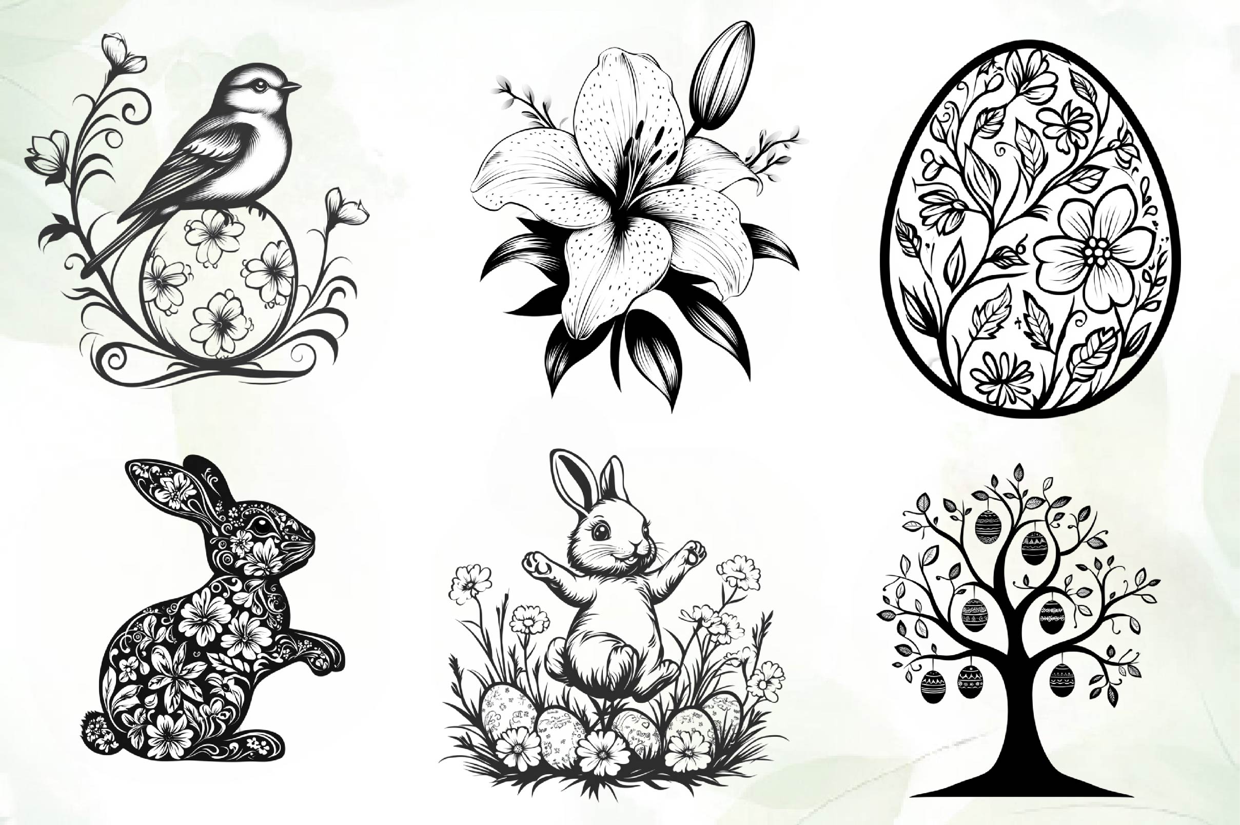 Black And White Easter Day Clipart Bundle - CraftNest - Digital Crafting and Art