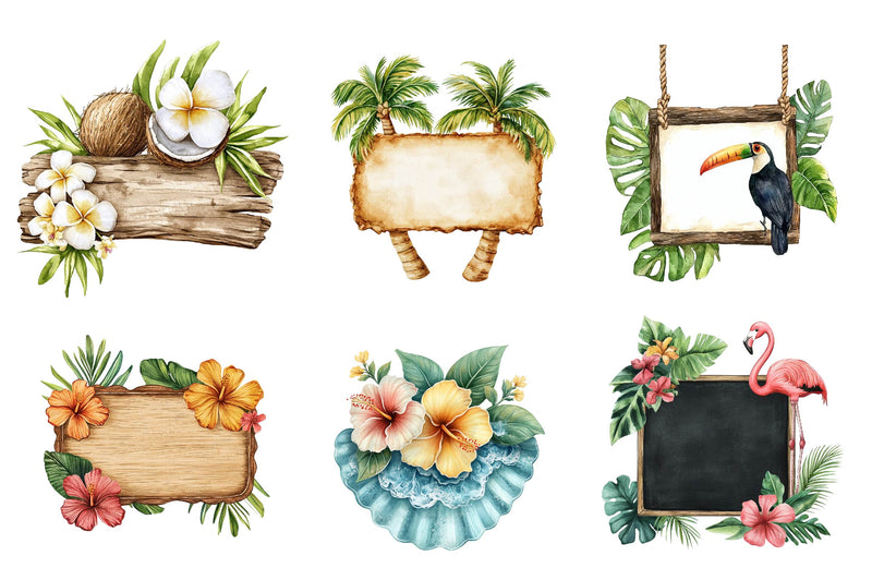 Summer Tropical Blank Signs Clipart Bundle - CraftNest - Digital Crafting and Art