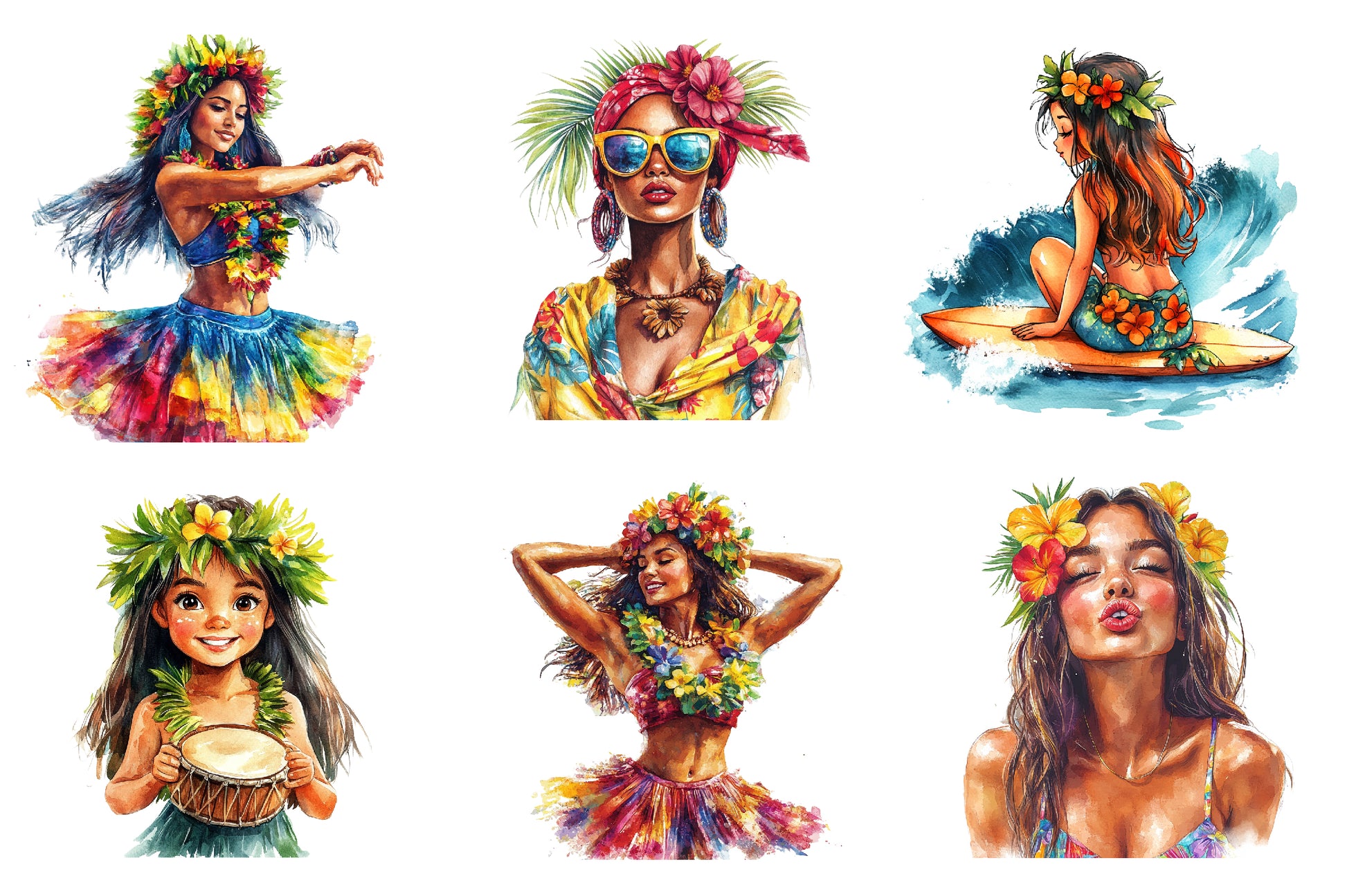 Hula Girl Clipart Bundle - CraftNest - Digital Crafting and Art