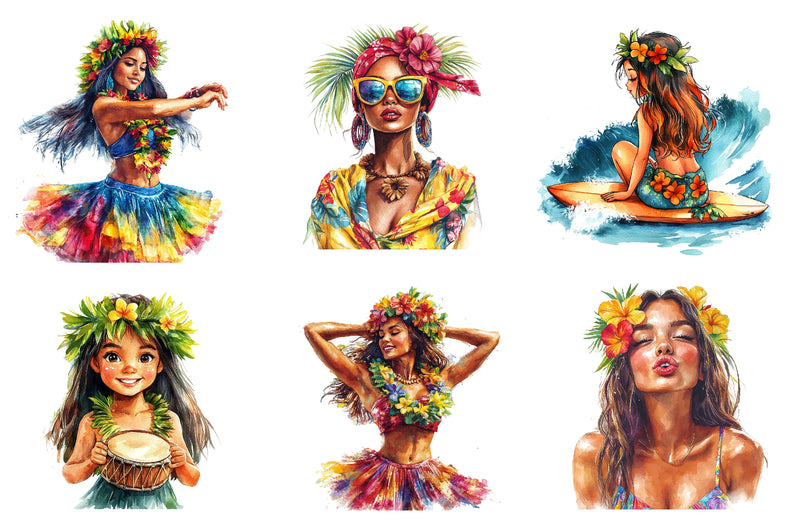 Hula Girl Clipart Bundle - CraftNest - Digital Crafting and Art