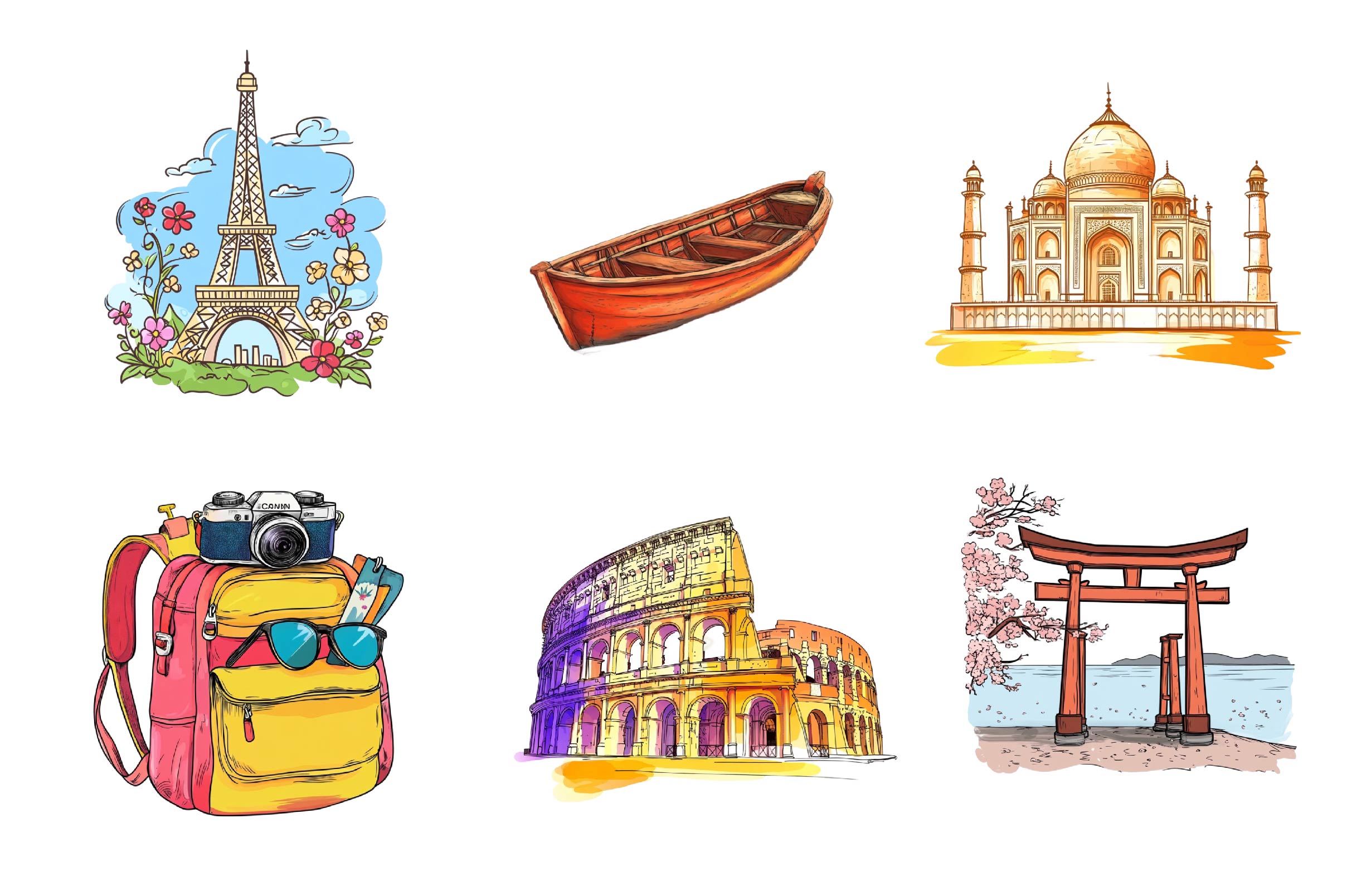 Summer Travel & Landmarks Clipart Bundle - CraftNest - Digital Crafting and Art