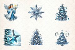 Blue And Silver Christmas Clipart Bundle - CraftNest - Digital Crafting and Art