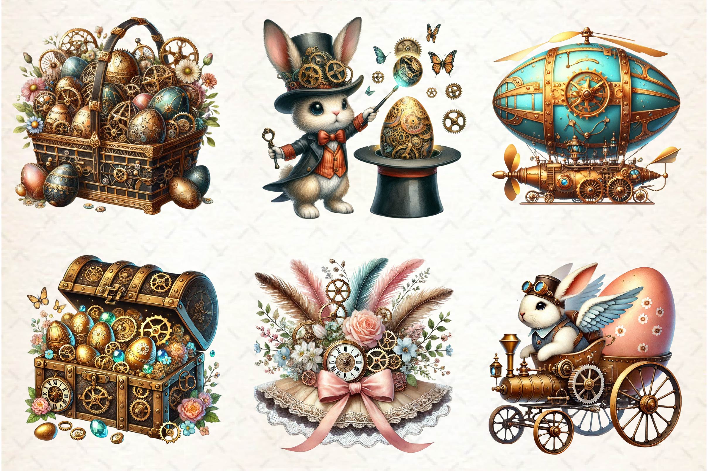 Steampunk Easter Clipart Bundle - CraftNest - Digital Crafting and Art