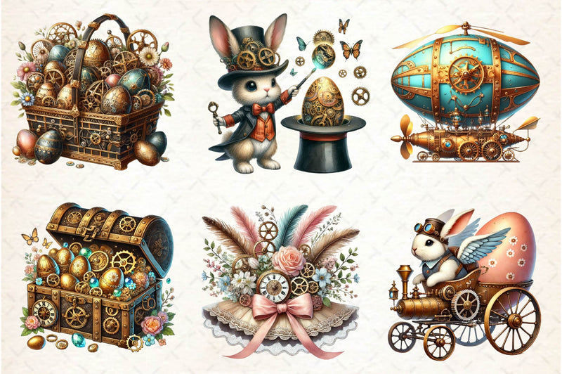 Steampunk Easter Clipart Bundle - CraftNest - Digital Crafting and Art