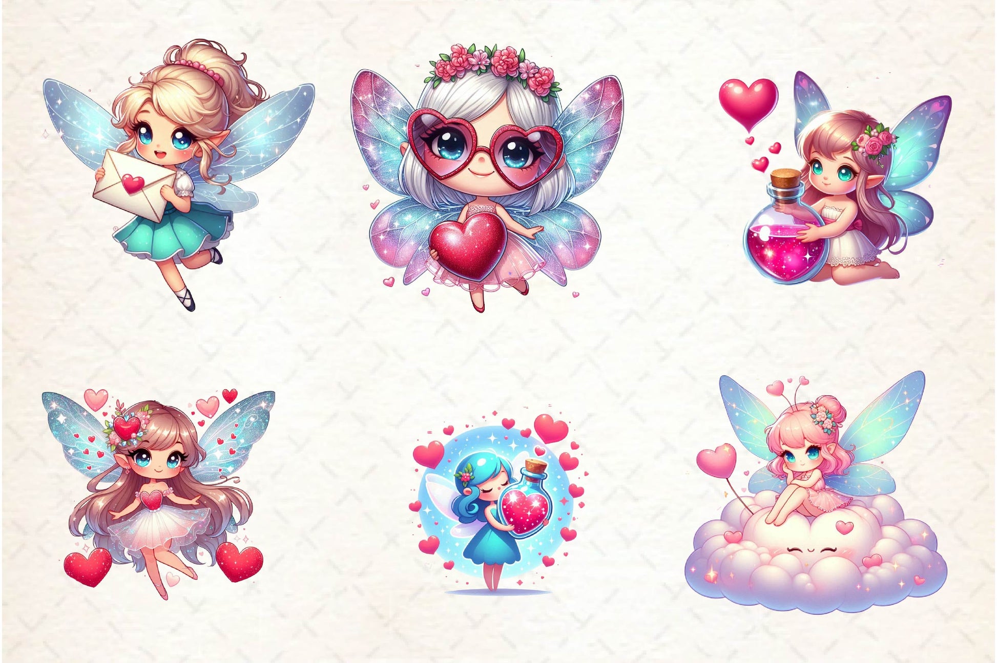 Chibi Valentine Fairy Clipart Bundle - CraftNest - Digital Crafting and Art
